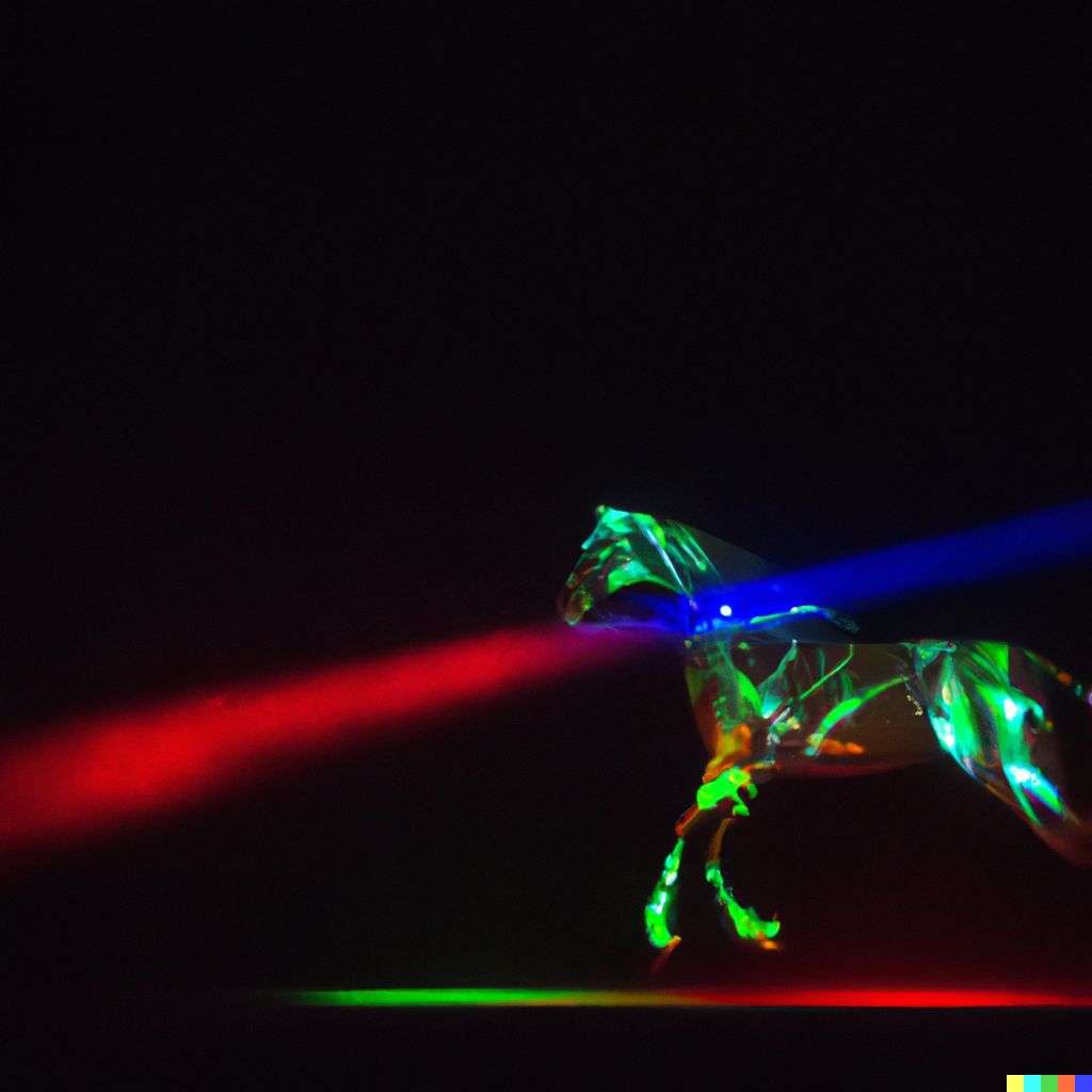 a horse, laser light show